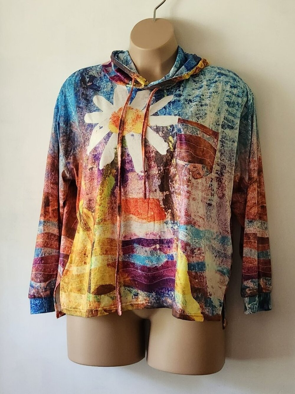 Colorful hoodie sz 3X floral boho VGUC